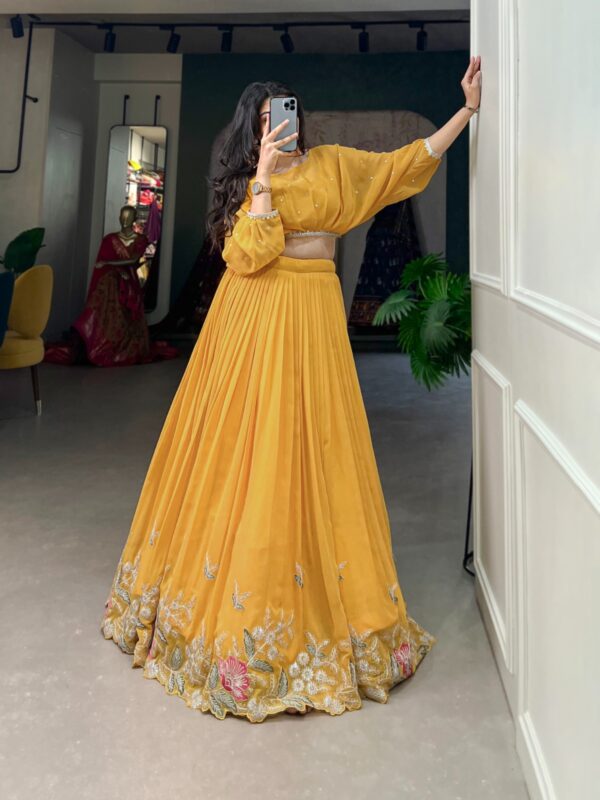 Elegance Sequins And Thread Embroidery Work Georgette Co-ord Set Lehenga Choli