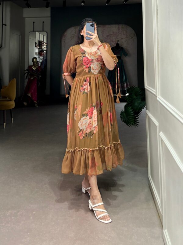 Bloom Beautifully Western Frock (Brown)