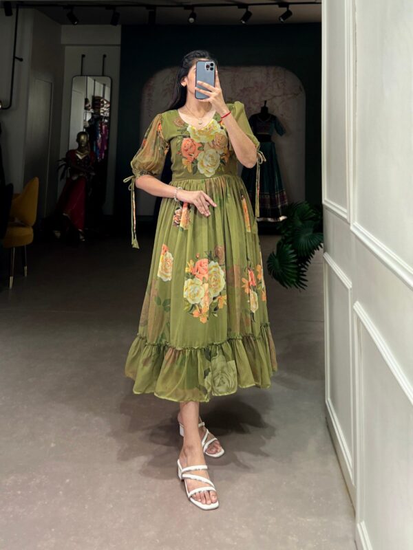 Bloom Beautifully Western Frock (Mahendi-Green)