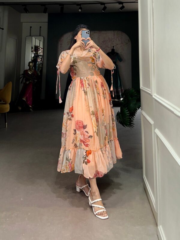 Bloom Beautifully Western Frock (Peach)