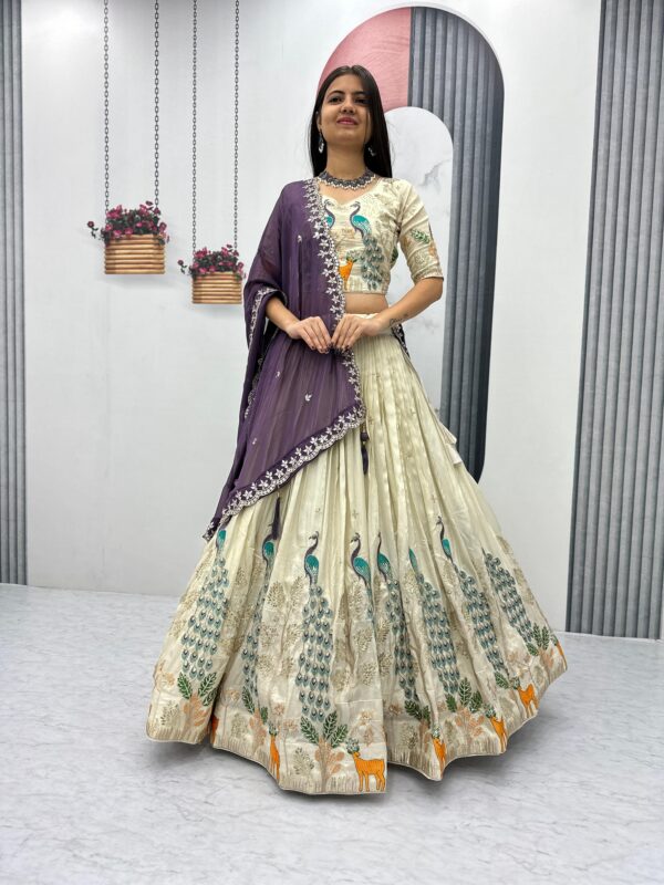 Premium Qoulity Peacock Design Lehenga For All Ocaasion (Purple)