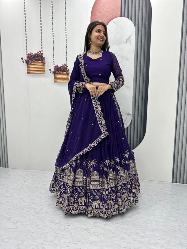 Premium Qoulity Navy Blue Color Bridal Lehenga With Heavy Embroidery Work